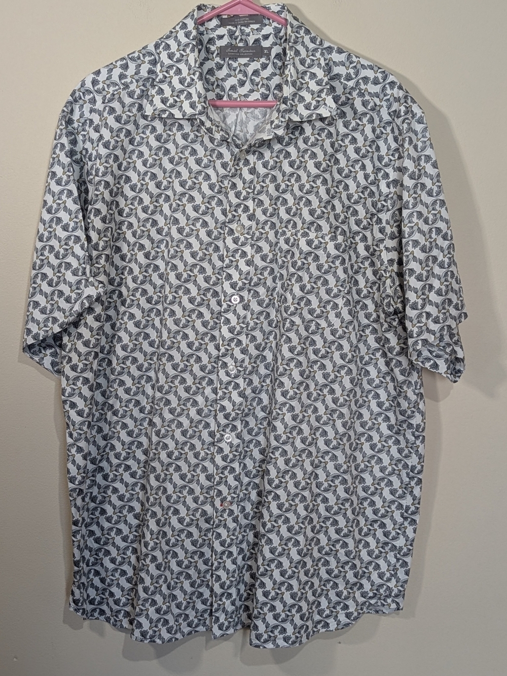 Daniel Cremieux Signature Collection XL Fish Print Button Up Shirt Short Sleeve